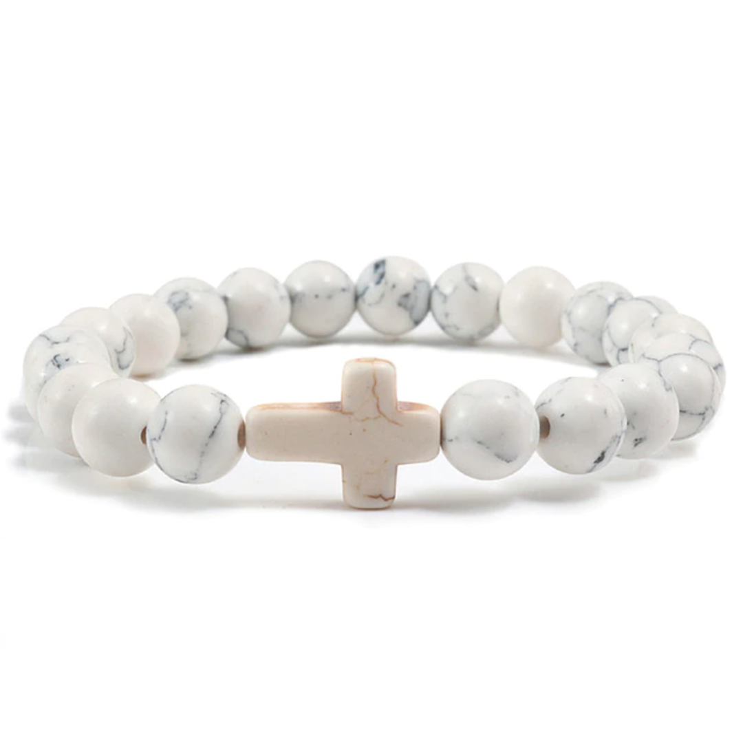Marble White Cross Bracelet