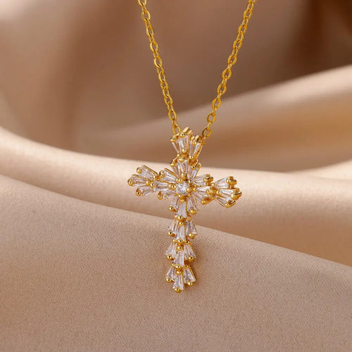 Crystal Cross Diamond Necklace