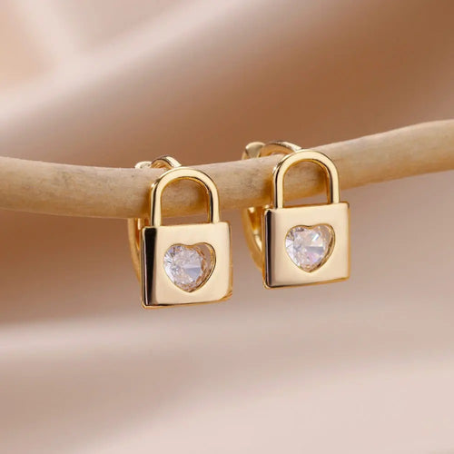 Locked In Forever Heart Earrings