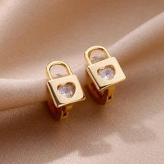 Locked In Forever Heart Earrings