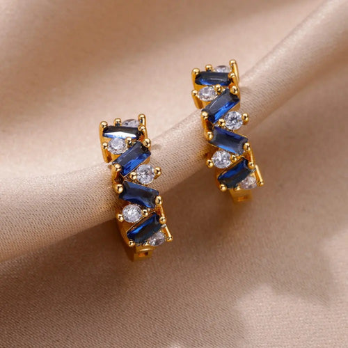 Marine Blue Diamond Earrings