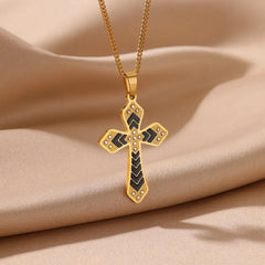 Onyx Arrow Cross Necklace