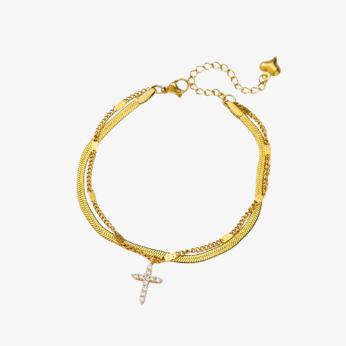 Diamond Cross Anklet