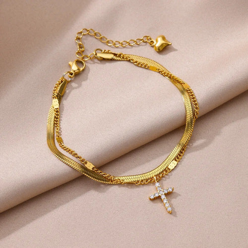 Diamond Cross Anklet