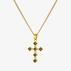 Onyx Diamond Cross Necklace