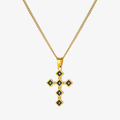 Onyx Diamond Cross Necklace