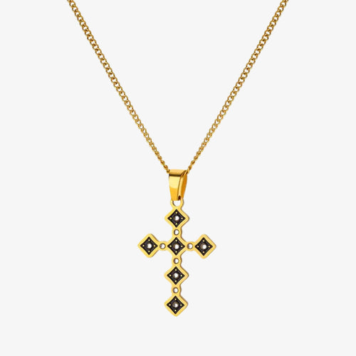 Onyx Diamond Cross Necklace