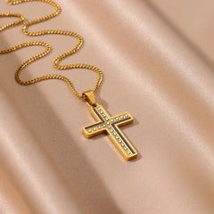 Silver Onyx Cross Necklace