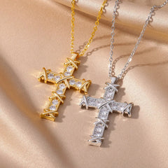 Wrapped Diamond Cross Necklace