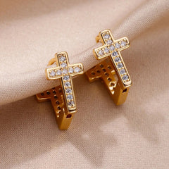 Cross Diamond Earrings